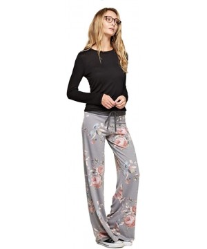 Bottoms Women's Comfy Soft Stretch Floral Polka Dot Pajama Pants - Grey Roses - CI12O7DIWZR