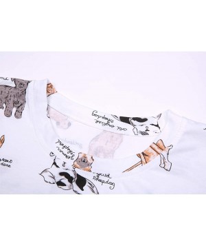 Sets Women's Fashion Dog Print Sleepwear Tee and Shorts Cute Cat Pattern Pajama Sets - White - CJ18Y3ZGQSD