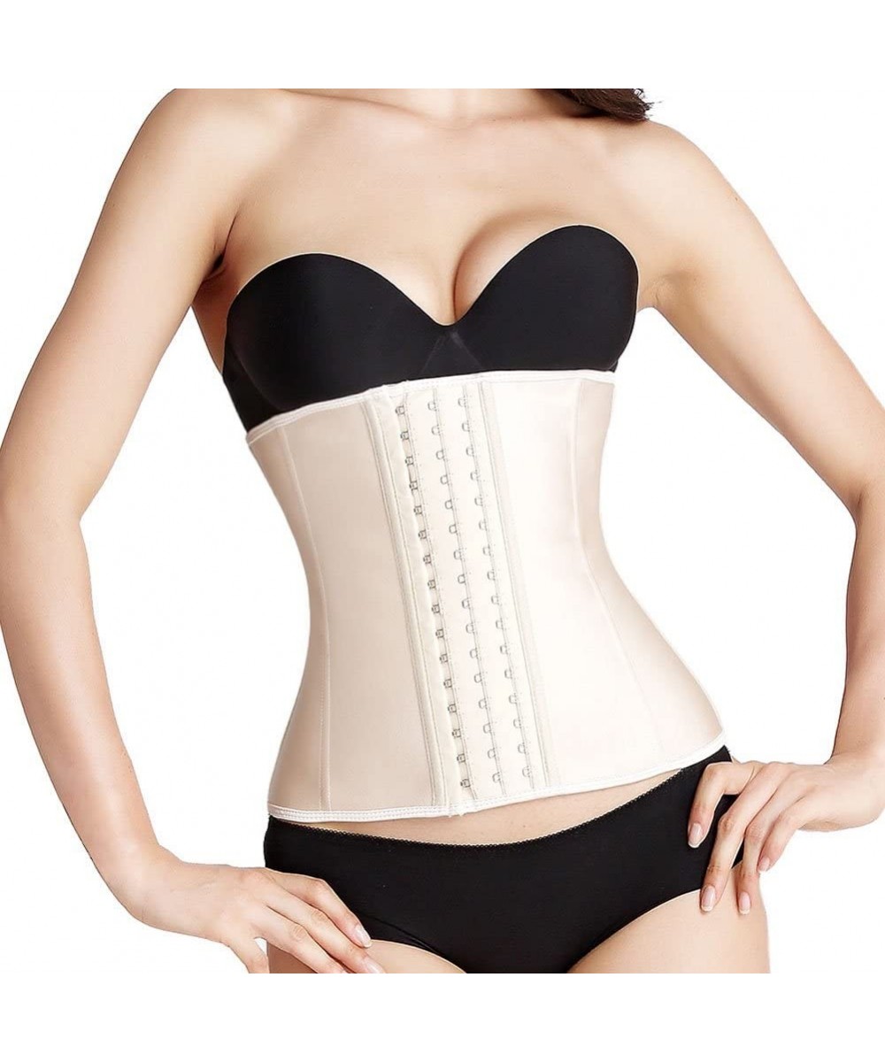 Shapewear Waist Trainer Corset Women's Latex Workout Waist Cincher Body Shapewear Girdle (3XS- Beige) - C012NA79YHG