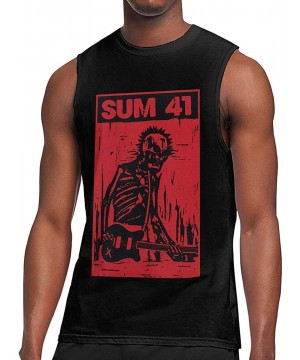 Undershirts Men's Gray Summer Round Neck Sleeveless T-Shirt-Sum 41 Gym Shirt for Relaxing - Sum 41 30 - C3190X0I3OC