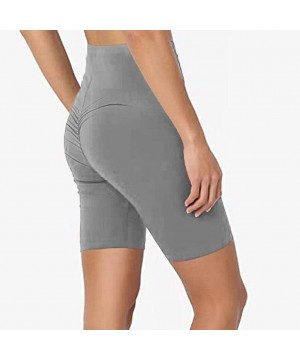 Panties Lady Solid Pocket High-Waist Hip Stretch Underpants Running Fitness Yoga Shorts - C-gray - CE190OQ8UEX