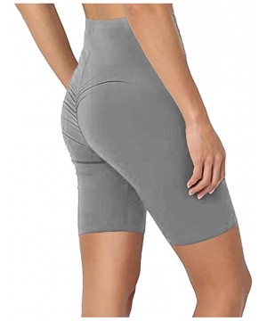 Panties Lady Solid Pocket High-Waist Hip Stretch Underpants Running Fitness Yoga Shorts - C-gray - CE190OQ8UEX