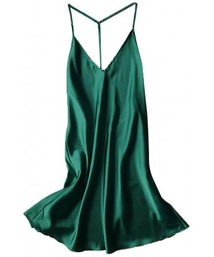 Baby Dolls & Chemises Women Lingerie Sexy V Neck Nightwear Satin Sleepwear Lace Chemise Mini Teddy Nightwear Outfits - Green-...