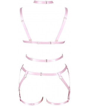 Garters & Garter Belts Woman Harness Bra Garter Elasticity Cage Openwork Dance lingerie Accessories Punk Gothic Belt Set - Pi...