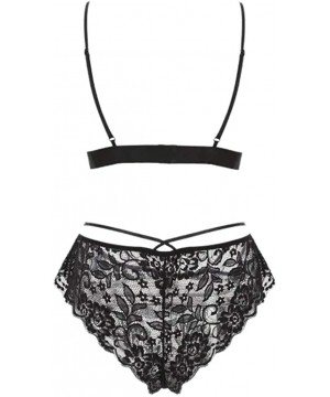 Bras Women Push Up Lace Bra and Panty Set Underwire Lightly Lined Sexy Lingerie Set - Black - CQ1997ETKAE