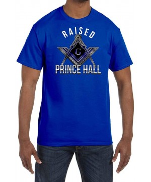 Undershirts Raised Prince Hall Square & Compass Masonic Men's Crewneck T-Shirt - Royal - CR1853OQ445