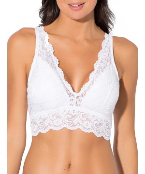 Bras Women's Signature Lace Deep V Bralette - White - CO12O0DZDVP