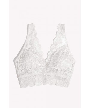 Bras Women's Signature Lace Deep V Bralette - White - CO12O0DZDVP