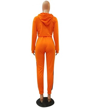 Thermal Underwear Womens Sexy 2 Piece Sports Outfit Set Color Block Hoodie Tops and Skinny Long Pant Set Sweatsuits - Orange ...