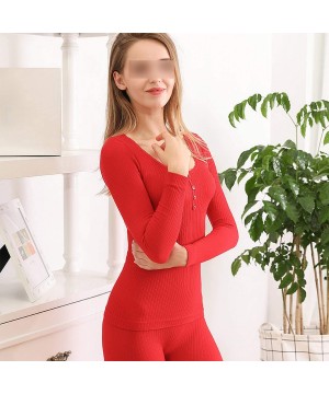 Thermal Underwear Winter Thin Women Seamless Warm Long Johns Fashion Sexy Women Slimming Thermal Underwear Sets - Pink - CM19...