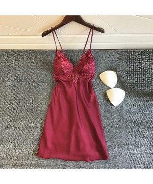 Bras New Women Lace Teddy Lingerie Sexy Deep V One Piece Nightdress Underwear - Wine - CU196GXC9UT