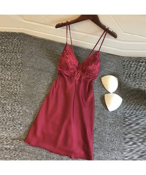 Bras New Women Lace Teddy Lingerie Sexy Deep V One Piece Nightdress Underwear - Wine - CU196GXC9UT