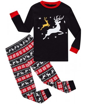 Sleep Sets Matching Family Pajamas Christmas Girls and Boys Sleepwears Cotton Kids Clothes Set - Kids-black-deer - CD18ZT9Q4L4