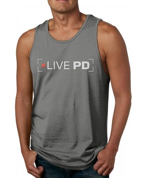 Undershirts Men Fashion Logo with Live PD Fitness Sleeveless Tank T-Shirt - Deep Heather - C4198QAMSA9