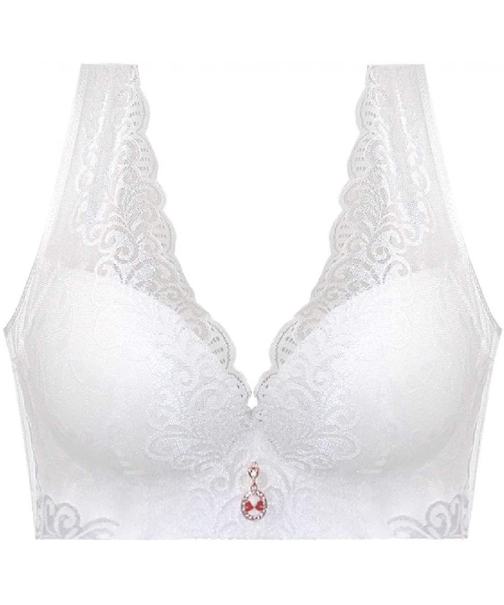 Bras Womens Pushup Lace Padding Wirefree Soft-Cup Bra - White - CE198QCN3MY