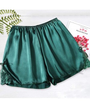 Bottoms Plus Size Satin Silky Elastic Waist Women Men Home Sleep Tracksuit Bottom Short Pants Pajama Nightwear Shorts - Green...