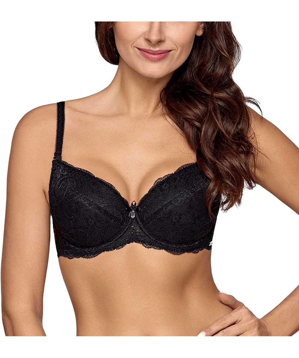 Bras Underwired Lace Padded Push-Up Bra 1638 Vicky - Black - CR18NX9QNEM