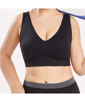 Sets Tops for Women Fashion 2019-Women Pure Color Plus Size Ultra-Thin Large Bra Sports Bra Full Bra Cup Tops - Black - CH18T...