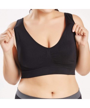 Sets Tops for Women Fashion 2019-Women Pure Color Plus Size Ultra-Thin Large Bra Sports Bra Full Bra Cup Tops - Black - CH18T...