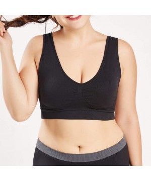 Sets Tops for Women Fashion 2019-Women Pure Color Plus Size Ultra-Thin Large Bra Sports Bra Full Bra Cup Tops - Black - CH18T...