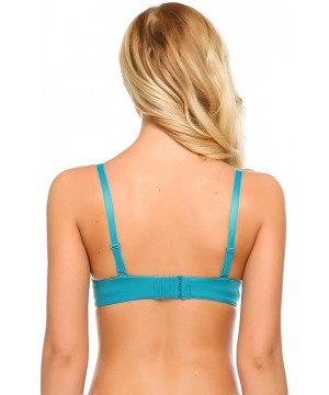 Bras Women's Comfort Padded Underwire Push-up Plunge T-Shirt Bra - Lake Blue-1313 - C5189LWU9YL