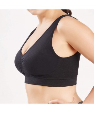 Sets Tops for Women Fashion 2019-Women Pure Color Plus Size Ultra-Thin Large Bra Sports Bra Full Bra Cup Tops - Black - CH18T...