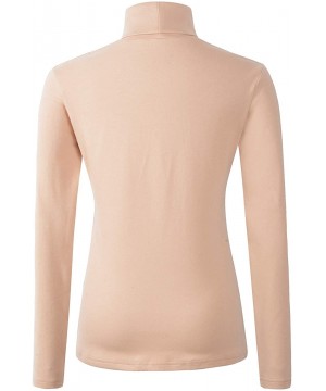 Thermal Underwear Women's Soft Cotton Turtleneck Top Basic Pullover Sweater - Beige - CY18XDL94X7