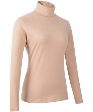 Thermal Underwear Women's Soft Cotton Turtleneck Top Basic Pullover Sweater - Beige - CY18XDL94X7