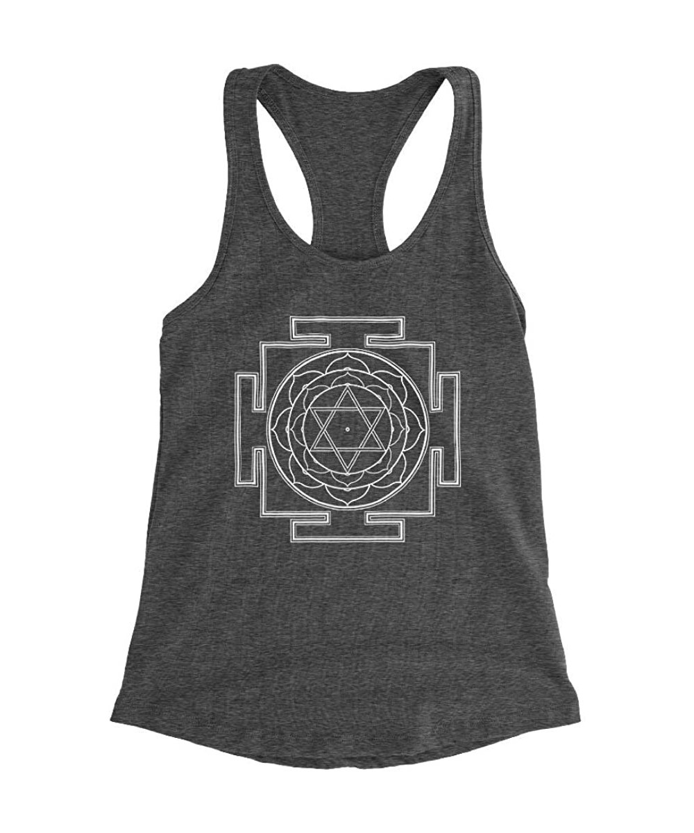 Camisoles & Tanks Bhuvaneshwari Yantra The Symbol of Love and Success Triblend Racerback Tank Top - Charcoal Grey - CP197CLZ089