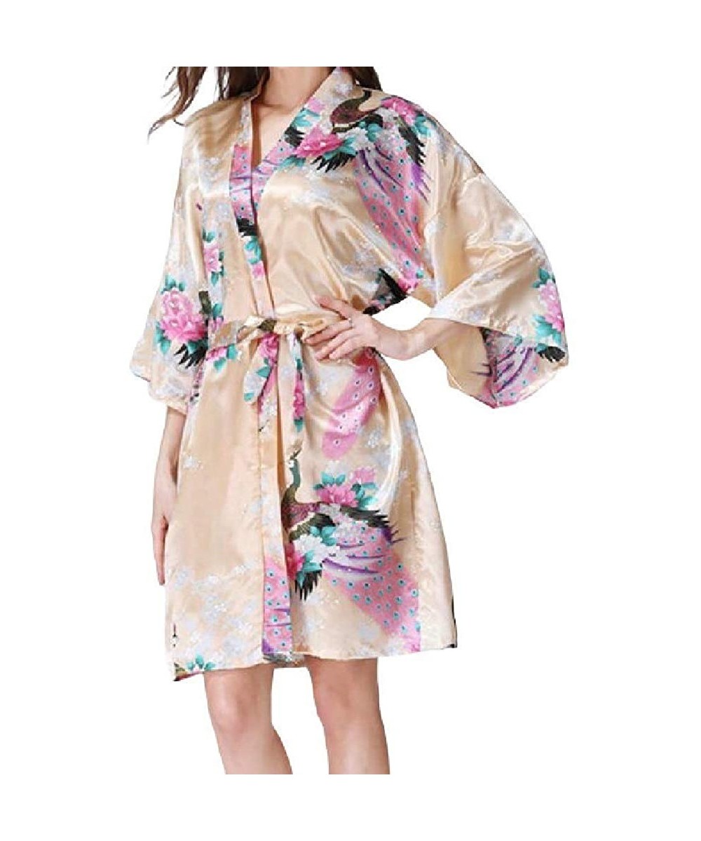 Tops Womens 1/2 Sleeve Mid-Length Comfy Floral Printed Kimono Loungewear PJ - 11 - CR19877GOE0