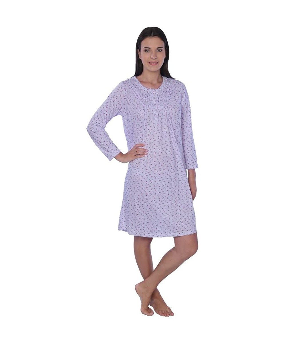 Nightgowns & Sleepshirts Women's Floral Long Sleeve Nightgown Available in Plus Size - 651_purple - CR12N1M75DP