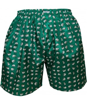 Boxers Men's Underwear Sleepwear Elephant Thai Silk Boxer Shorts - Green - CA1857DZA4T