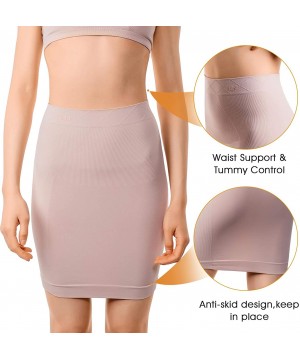 Slips Women's Shapewear Slip High Waisted Butt Lifter Firm Tummy Control Half Slip Body Shaper - Nude(2 Pack) - CZ186E4NG07