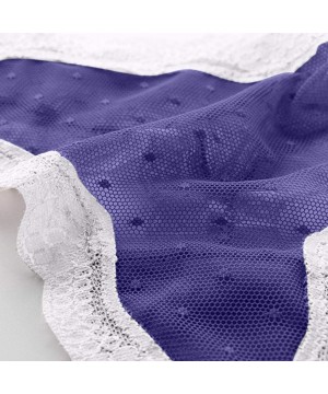 Tops Women Fashion Thong Panties Delicate Translucent Underwear Sheer Lace Casual Lace Sexy Underpant - Blue - CB195AR3ARN