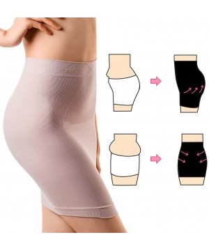 Slips Women's Shapewear Slip High Waisted Butt Lifter Firm Tummy Control Half Slip Body Shaper - Nude(2 Pack) - CZ186E4NG07