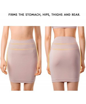 Slips Women's Shapewear Slip High Waisted Butt Lifter Firm Tummy Control Half Slip Body Shaper - Nude(2 Pack) - CZ186E4NG07