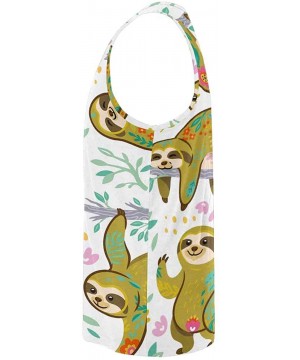 Undershirts Men's Muscle Gym Workout Training Sleeveless Tank Top Cute Sloth with Floral - Multi1 - CK19DW7CEEX