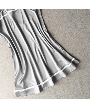 Baby Dolls & Chemises New Women Satin Teddy Lingerie Sexy Deep V One Piece Nightdress Underwear - Gray - C2196UNCHMC