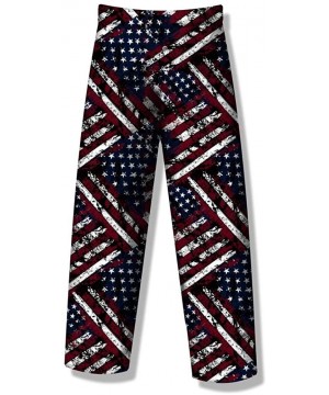 Sleep Bottoms Mens Beer & More Beer Fun Prints Pajama & Lounge Pants - Painted Flag - CX119Q1BWBH