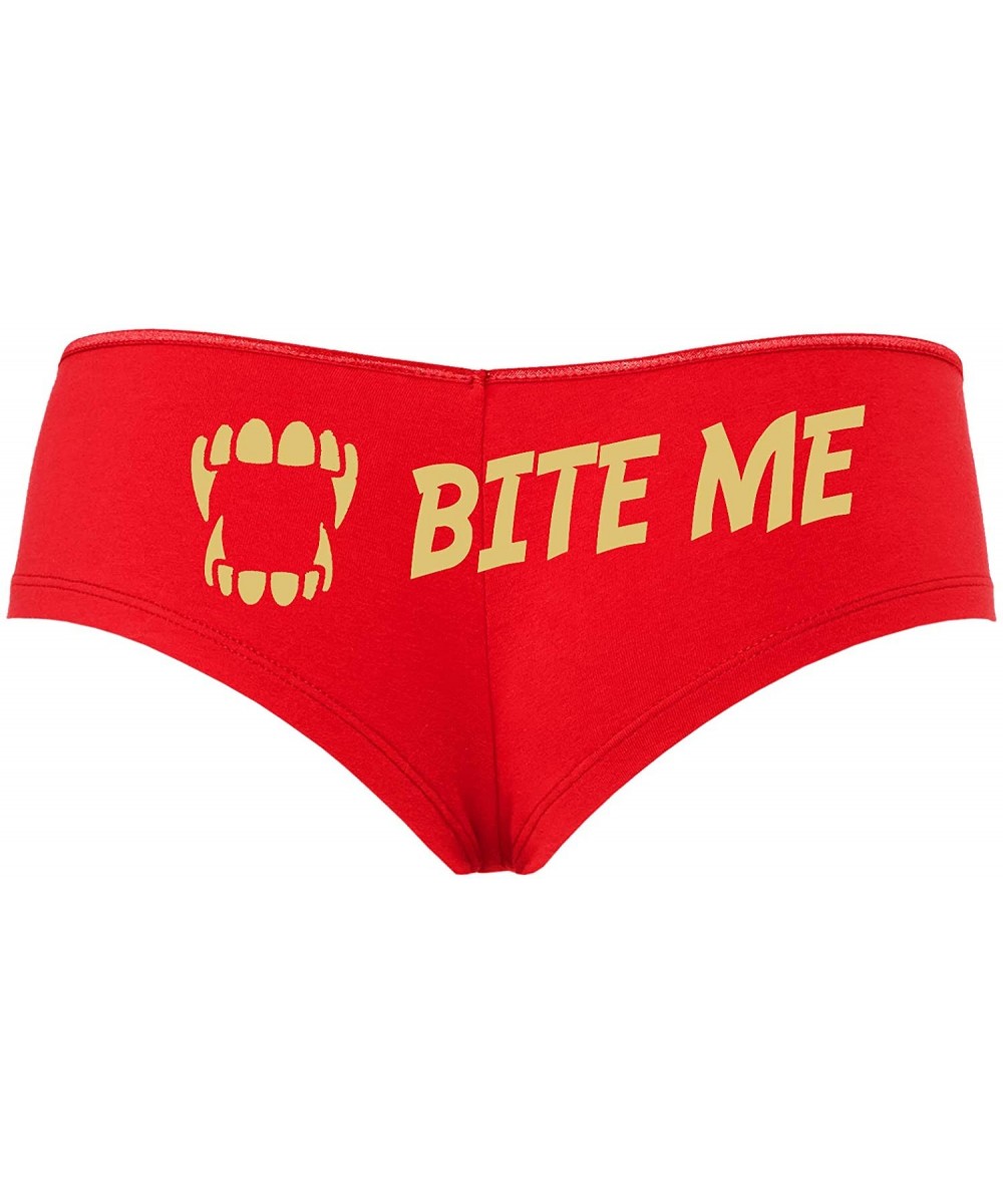 Panties Bite Me Halloween Goth Vampire Teeth Red Boyshort Underwear - Sand - CO18SW2XYQM