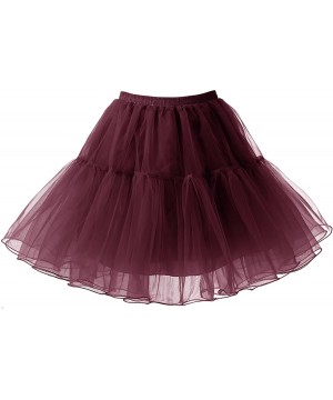 Slips Women's 50s Vintage Petticoat Tutu Skirt Crinoline Underskirt - Burgundy - CB18QIL3OMM