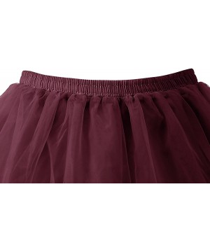 Slips Women's 50s Vintage Petticoat Tutu Skirt Crinoline Underskirt - Burgundy - CB18QIL3OMM