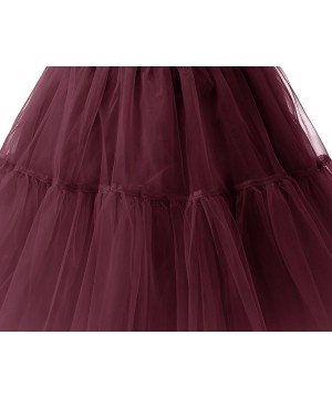 Slips Women's 50s Vintage Petticoat Tutu Skirt Crinoline Underskirt - Burgundy - CB18QIL3OMM