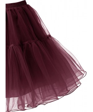 Slips Women's 50s Vintage Petticoat Tutu Skirt Crinoline Underskirt - Burgundy - CB18QIL3OMM