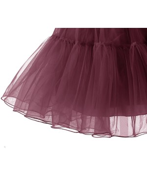 Slips Women's 50s Vintage Petticoat Tutu Skirt Crinoline Underskirt - Burgundy - CB18QIL3OMM