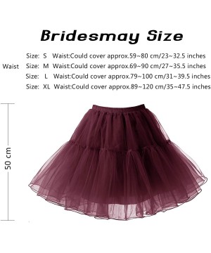 Slips Women's 50s Vintage Petticoat Tutu Skirt Crinoline Underskirt - Burgundy - CB18QIL3OMM