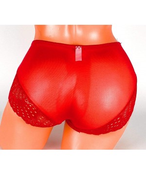 Briefs Ice Silk and Lace Mens Sissy Pouch Panties / Mens Panties - Red - CC192MN0ETO