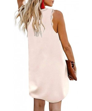 Nightgowns & Sleepshirts Women Lace V Neck Dresses Summer Sleeveless Dress Women's Casual Plain Simple Loose Dress - Beige - ...