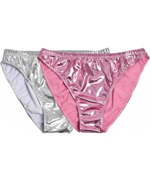 Panties Women Shiny Metallic Panty Briefs High Cut Ballet Dance Underwear Shorts - Pink-silver - C118A6OSEN7