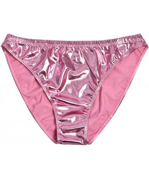 Panties Women Shiny Metallic Panty Briefs High Cut Ballet Dance Underwear Shorts - Pink-silver - C118A6OSEN7